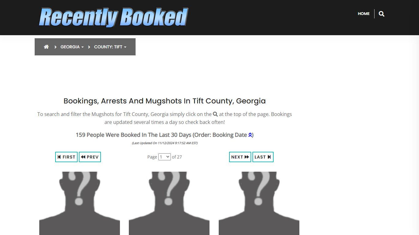 Bookings, Arrests and Mugshots in Tift County, Georgia - Recently Booked