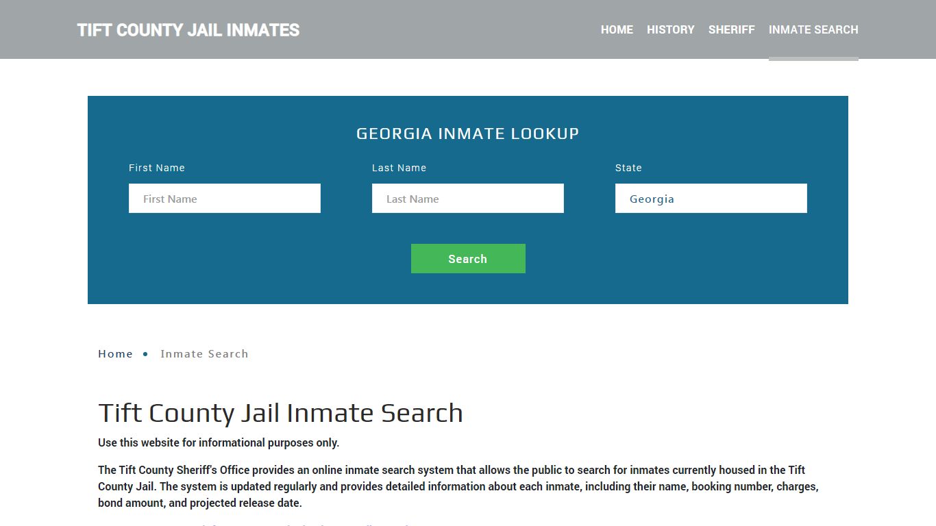 Tift County, GA Detainee Lookup