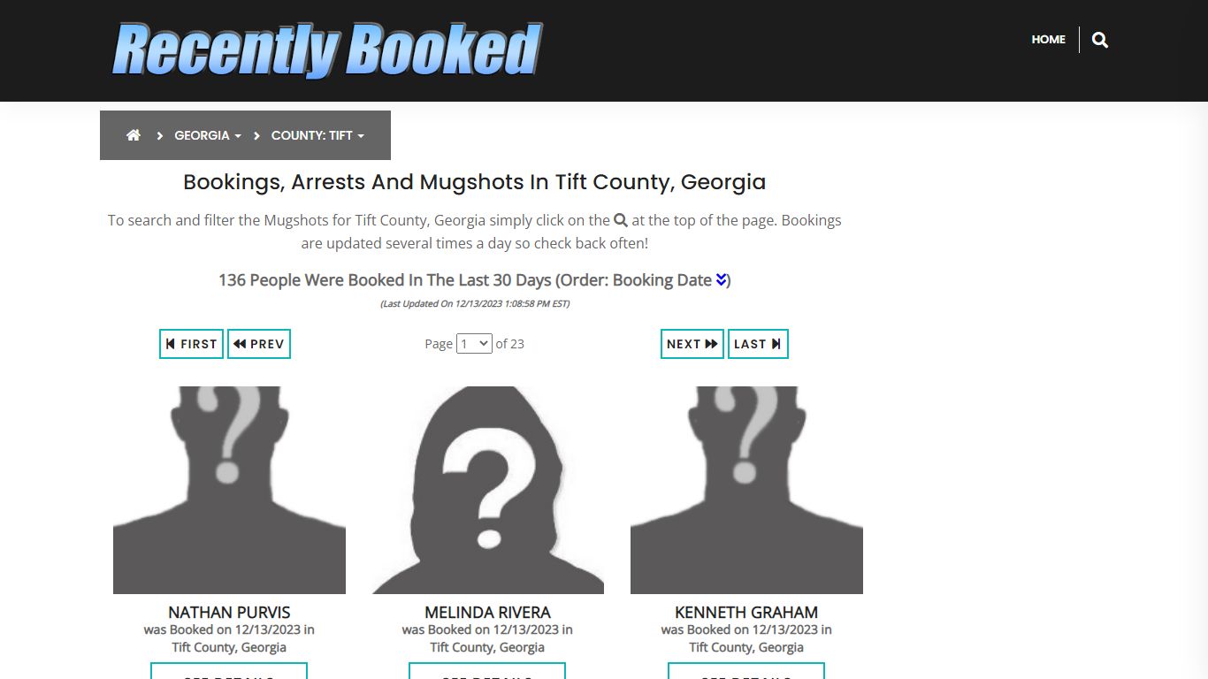 Recent bookings, Arrests, Mugshots in Tift County, Georgia