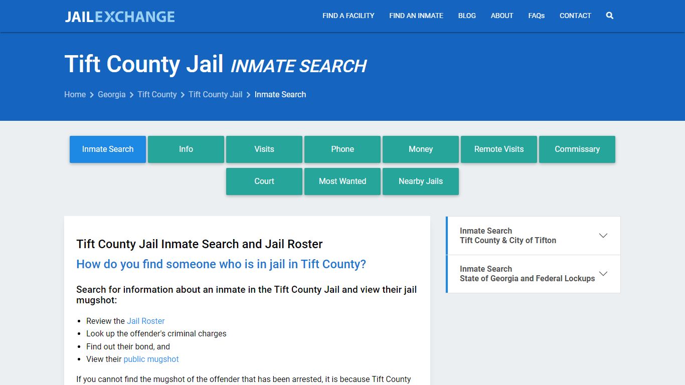 Inmate Search: Roster & Mugshots - Tift County Jail, GA